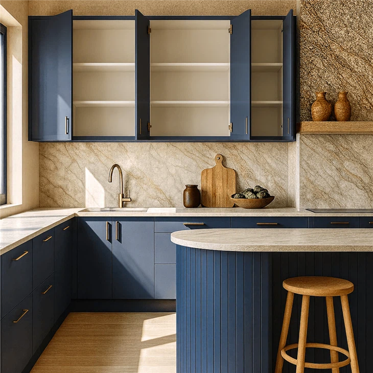 Blue Lacquer Kitchen Cabinets factory